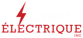 Un logo pour une entreprise appelée electricque inc. avec un éclair dessus.