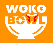 Woko Bowl logo on orange background with white bowl and red flame icon