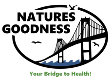 Nature’s Goodness logo with black bridge graphic and green tagline “Your Bridge to Health!”