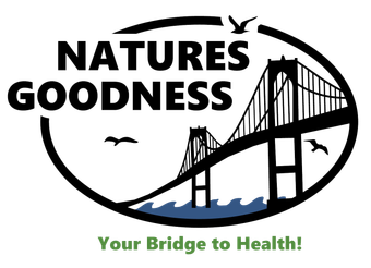 Nature’s Goodness logo with black bridge graphic and green tagline “Your Bridge to Health!”