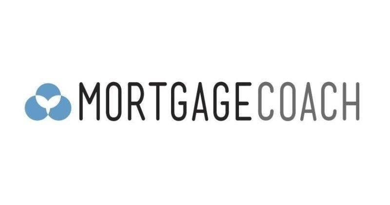 MortgageCoach logo with blue icon and gray wordmark on a white background