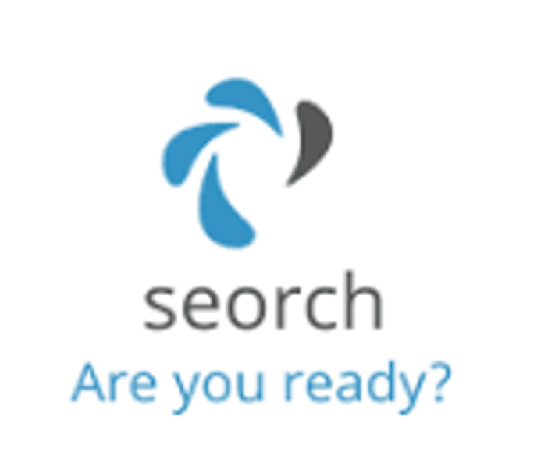 Seorch logo with blue and gray swirl above the words “seorch” and “Are you ready?”