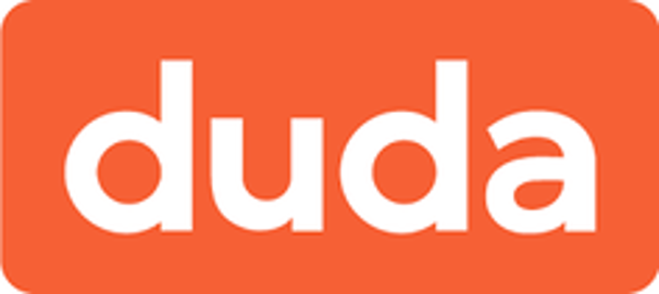White “duda” logo on an orange rounded rectangle background