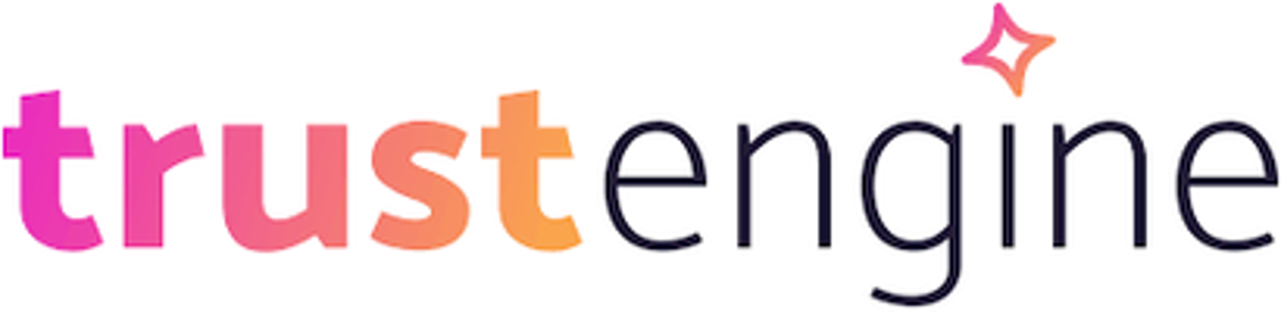 Trustengine logo in pink and dark gray with a small star above the text