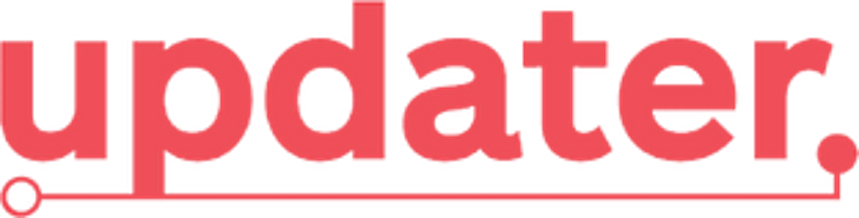 Red “updater.” logo with a small orange dot on a white background
