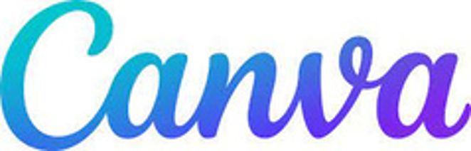 Blue “Canva” wordmark in cursive script on a white background