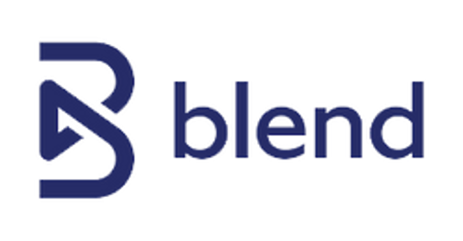 Blend logo with dark blue stylized “B” icon and the word “blend” in blue on white background