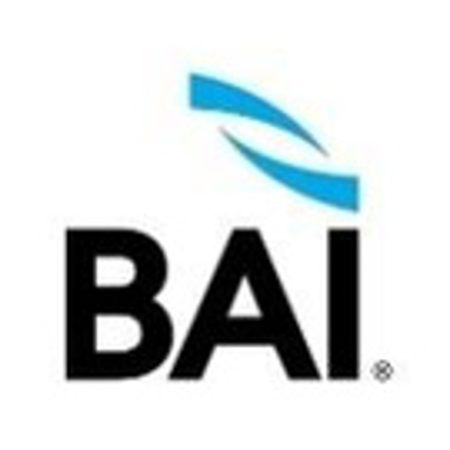 BAI logo with black letters and a blue swoosh above it