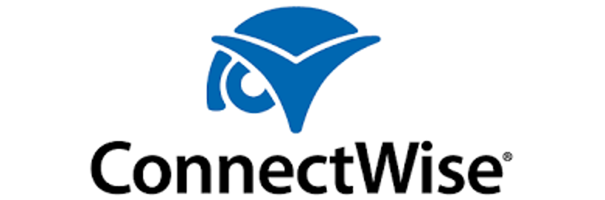 ConnectWise logo with blue icon and black text on white background