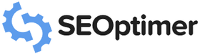 SEOptimer logo with a blue gear icon and black text on white background