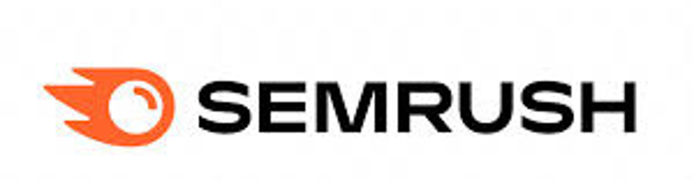 SEMrush logo with orange flame icon and black wordmark on white background