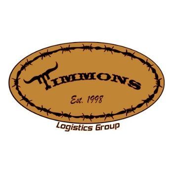 Brown oval logo for Timmons Logistics Group with barbed wire border and “Est. 1998” text