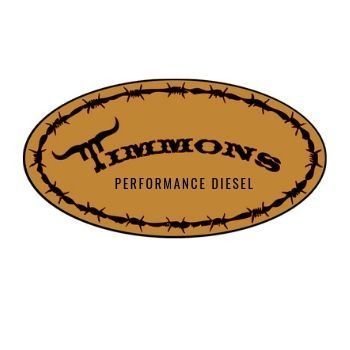 Timmons Performance Diesel logo on tan oval with barbed-wire border and black text