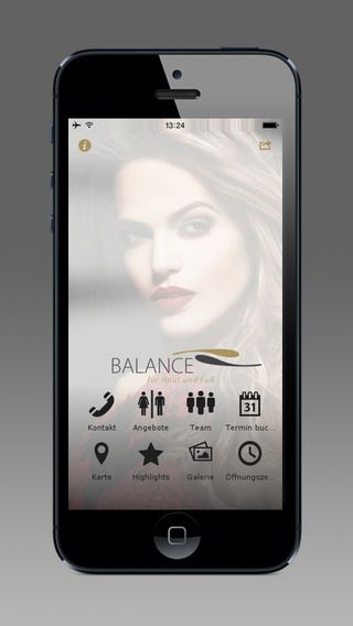 Ein Telefon mit einem Bild einer Frau und den Worten Balance auf dem Bildschirm