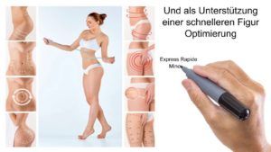 Eine Hand hält einen Marker vor einem Bild einer Frau
