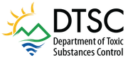 DTSC logo with sun, green mountain, and blue waves above Department of Toxic Substances Control text