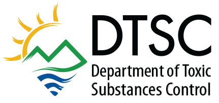 DTSC logo with sun, green mountain, and blue waves above Department of Toxic Substances Control text