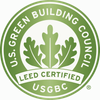 U.S. Green Building Council LEED Certified green circular logo with leaves