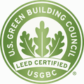 U.S. Green Building Council LEED Certified green circular logo with leaves