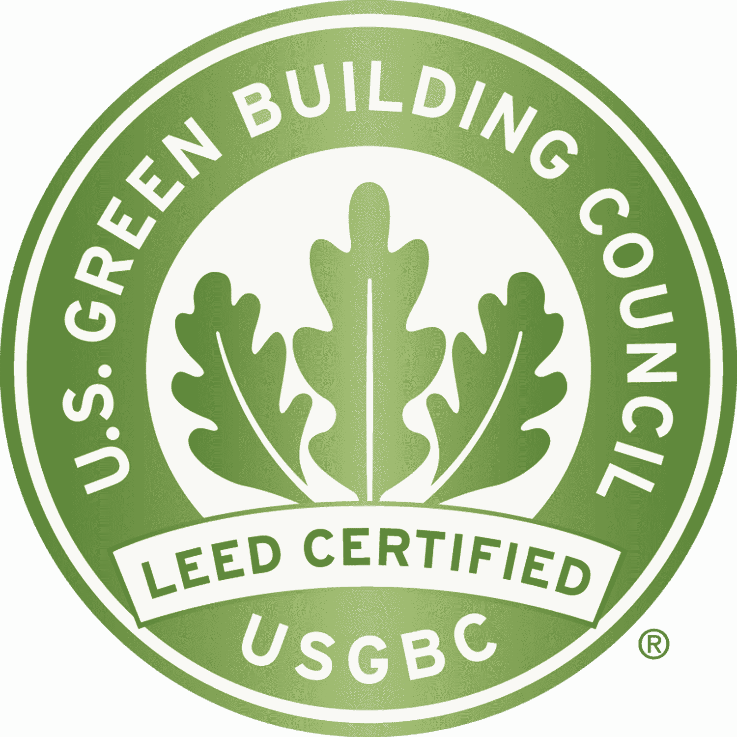 U.S. Green Building Council LEED Certified green circular logo with leaves