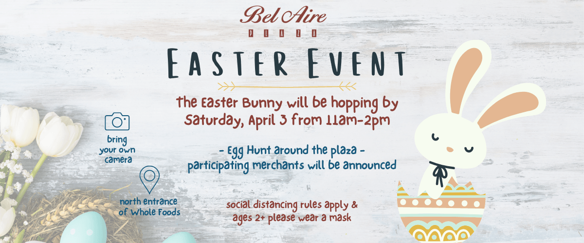 A poster for an easter event with a bunny on it