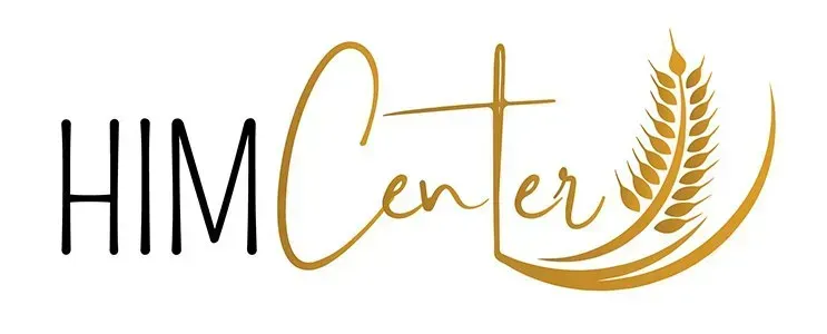 HIM Center logo with black and gold text and a gold wheat emblem