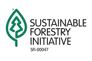 Sustainable Forestry Initiative logo with green tree icon and SFI-00047 text