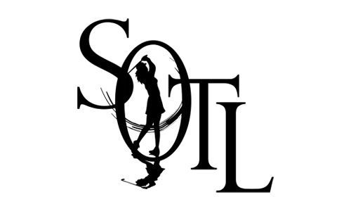 Black-and-white monogram logo with overlapping letters and a silhouetted figure inside an oval.
