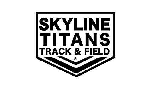 Skyline Titans Track & Field black-and-white shield logo