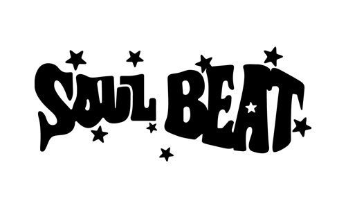 Black stylized “SOUL BEAT” text with scattered stars on a white background
