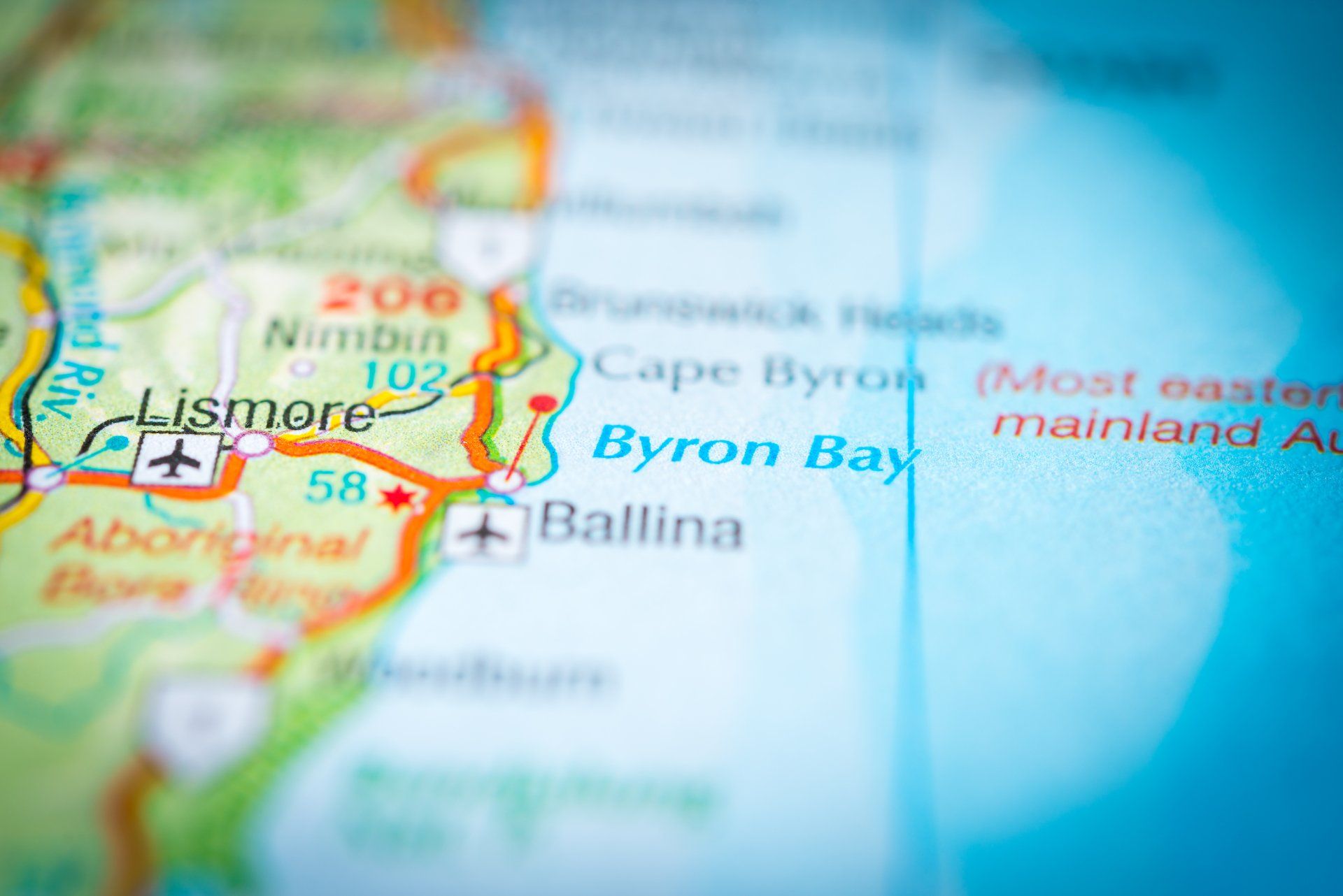 A Close Up of a Map Showing the Location of Cape Byron Bay — Mid Richmond Plumbers & Suppliers in Coraki, NSW
