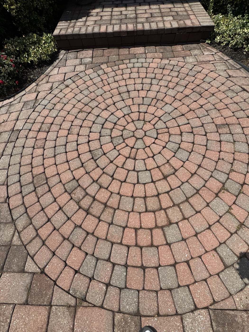 Clean circular paver design after cleaning