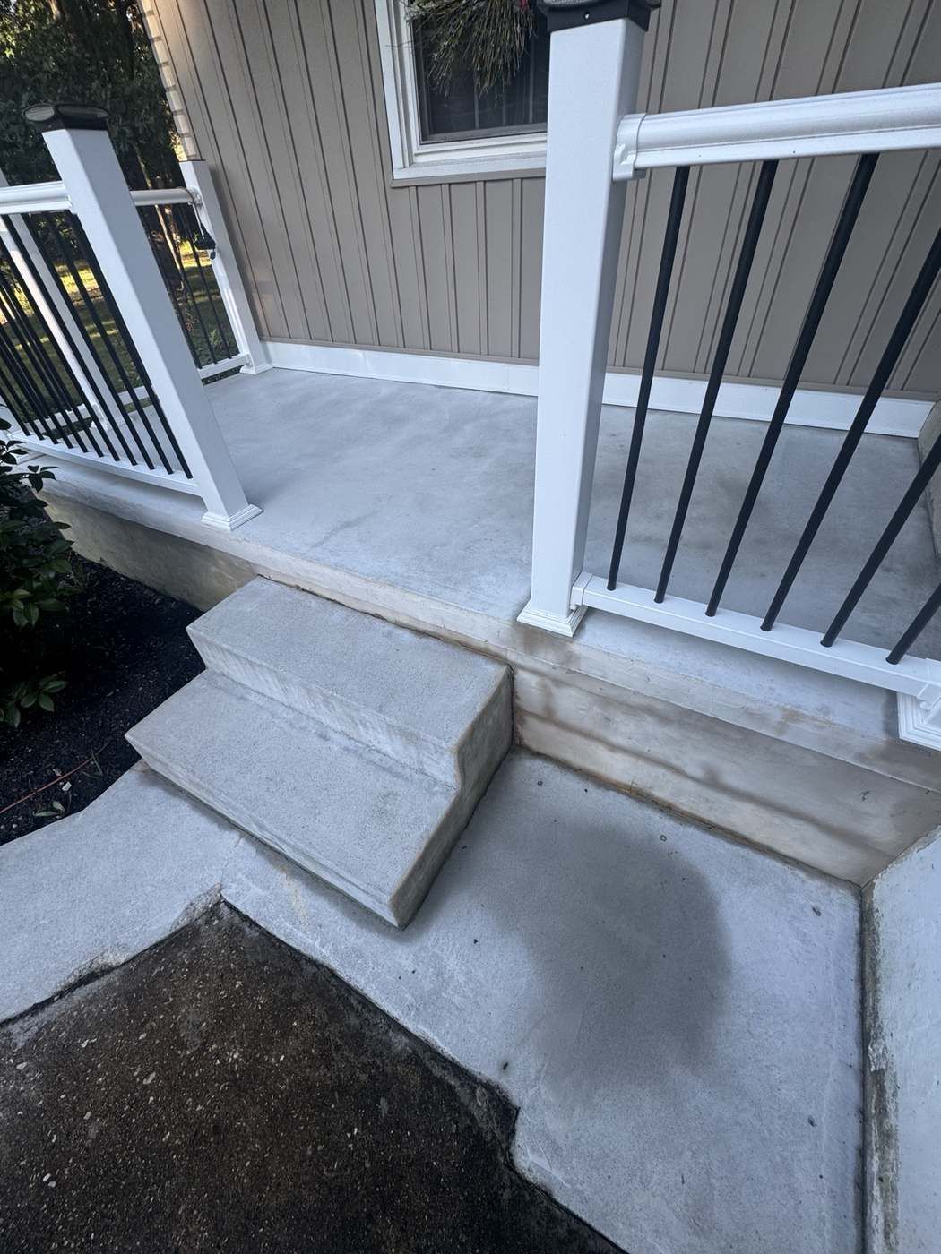Clean concrete steps after pressure washing