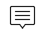 A speech bubble with three lines inside of it on a white background.