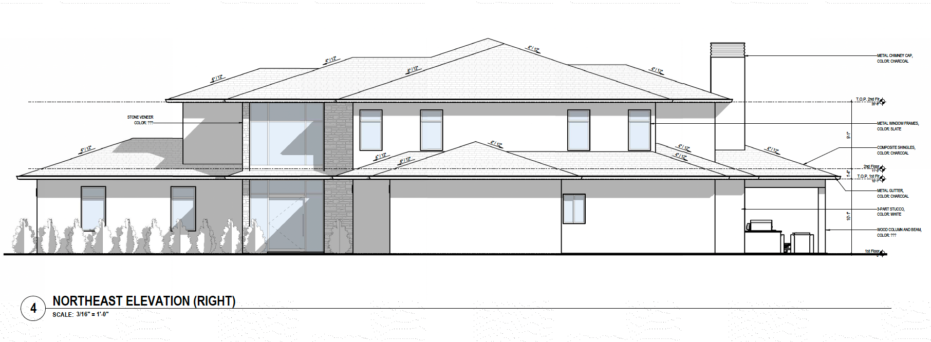 Generation Haus® Malabar Ranch siteplan in Fallbrook, California. Lot 91, NE Elevation, Front