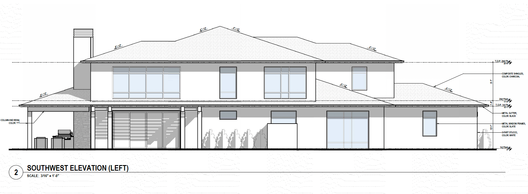 Generation Haus® Malabar Ranch siteplan in Fallbrook, California. Lot 91, SW Elevation, Left