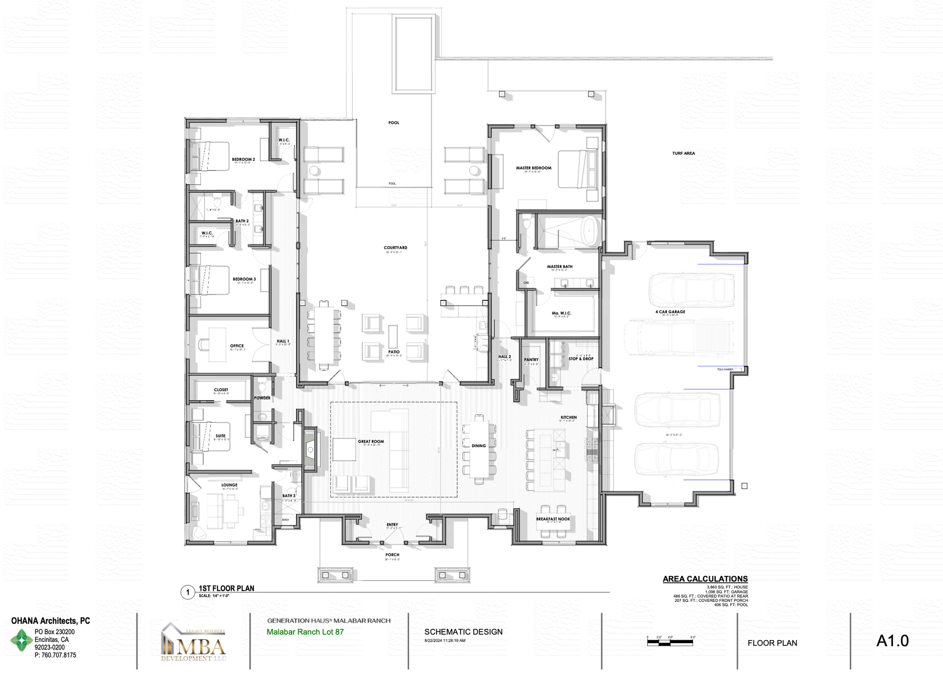 Generation Haus® Malabar Ranch siteplan in Fallbrook, California. Northern San Diego Coastal Region. Last 2 Acre Homesite Available in North County San Diego. Generation Haus Family Living for up to three generations of families. Generation 2 - prime property owner, Generation 1 - parents of prime property owner,
Generation 3 - kids of prime property owner