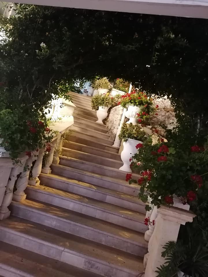 scalinata con vasi di fiori