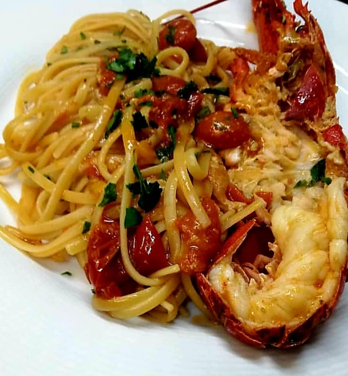 spaghetti con gamberoni