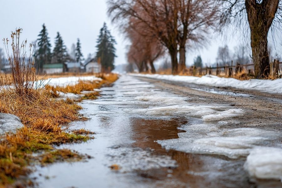 Melting snow piles creating flooding risk on Northern Utah street