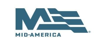 Mid-America logo in teal with stylized stripes and bold text