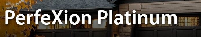 Perfexion Platinum text in white over a dark, tiled background