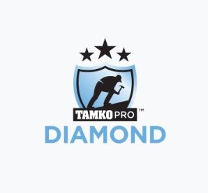 TAMKO Pro Diamond logo with black shield, stars, and blue “DIAMOND” text