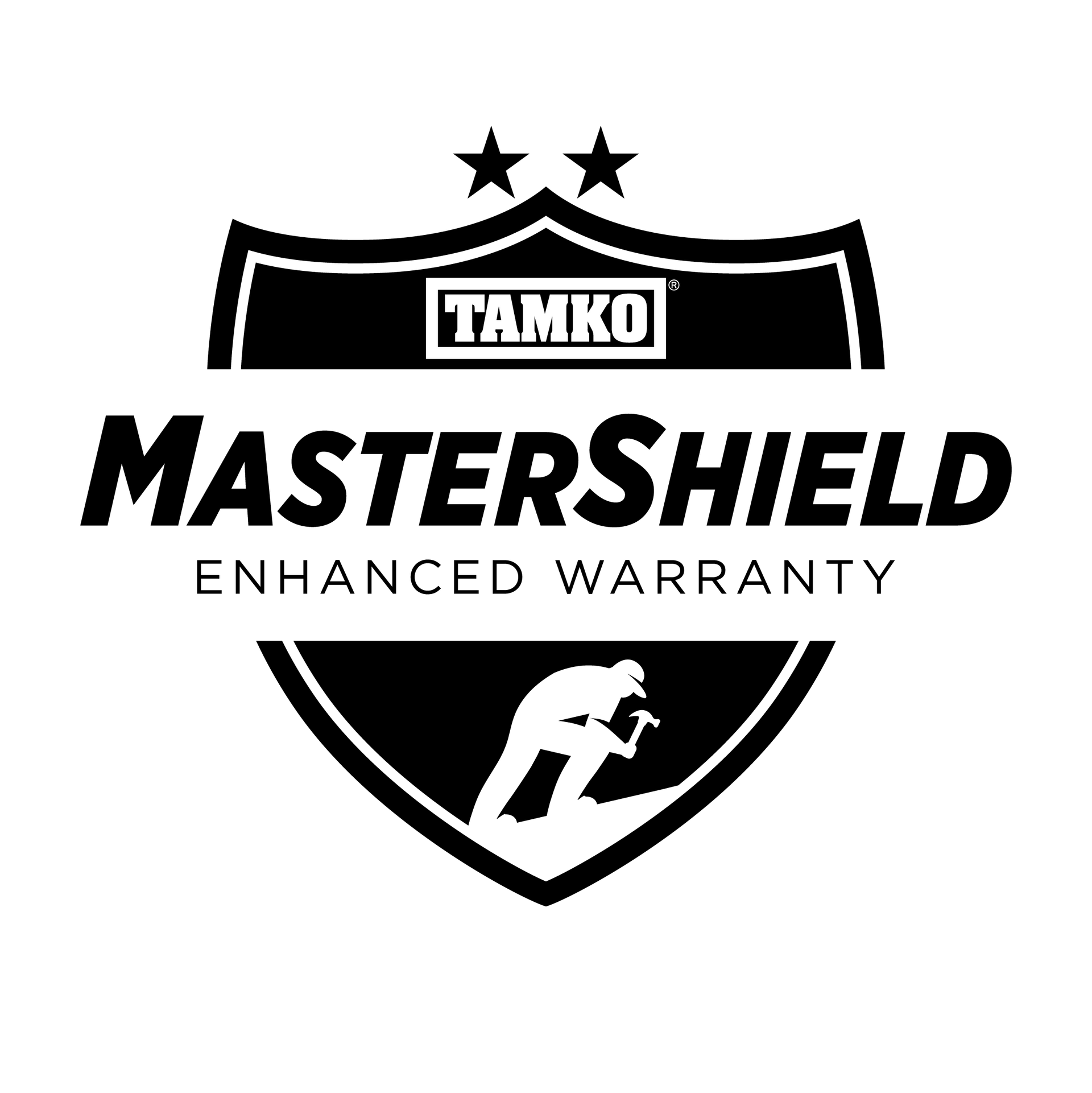 TANKO Mastershield Enhanced Warranty logo with shield, stars, and golfer silhouette