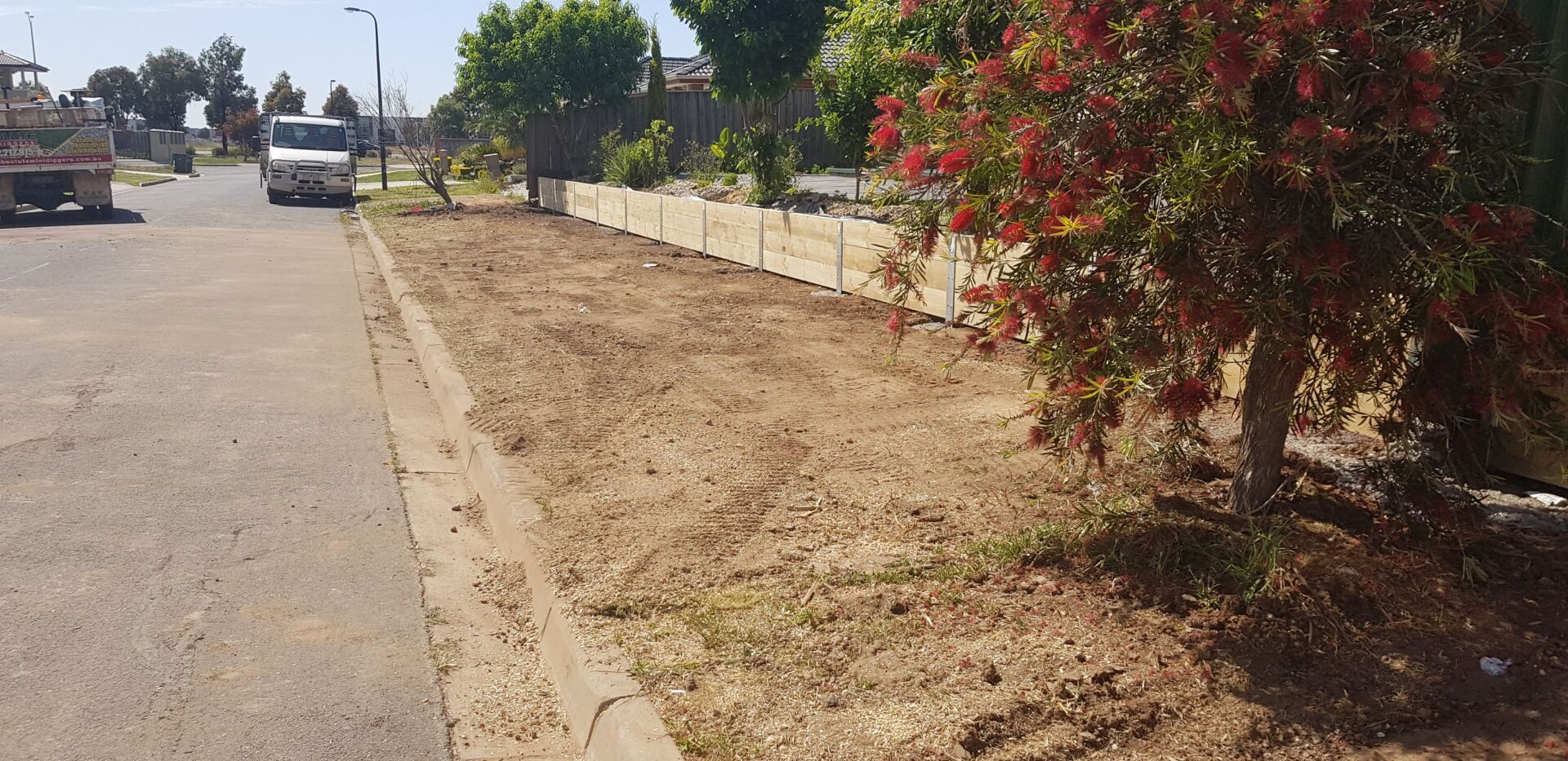 Timber Retaining Wall on Fence Boundary