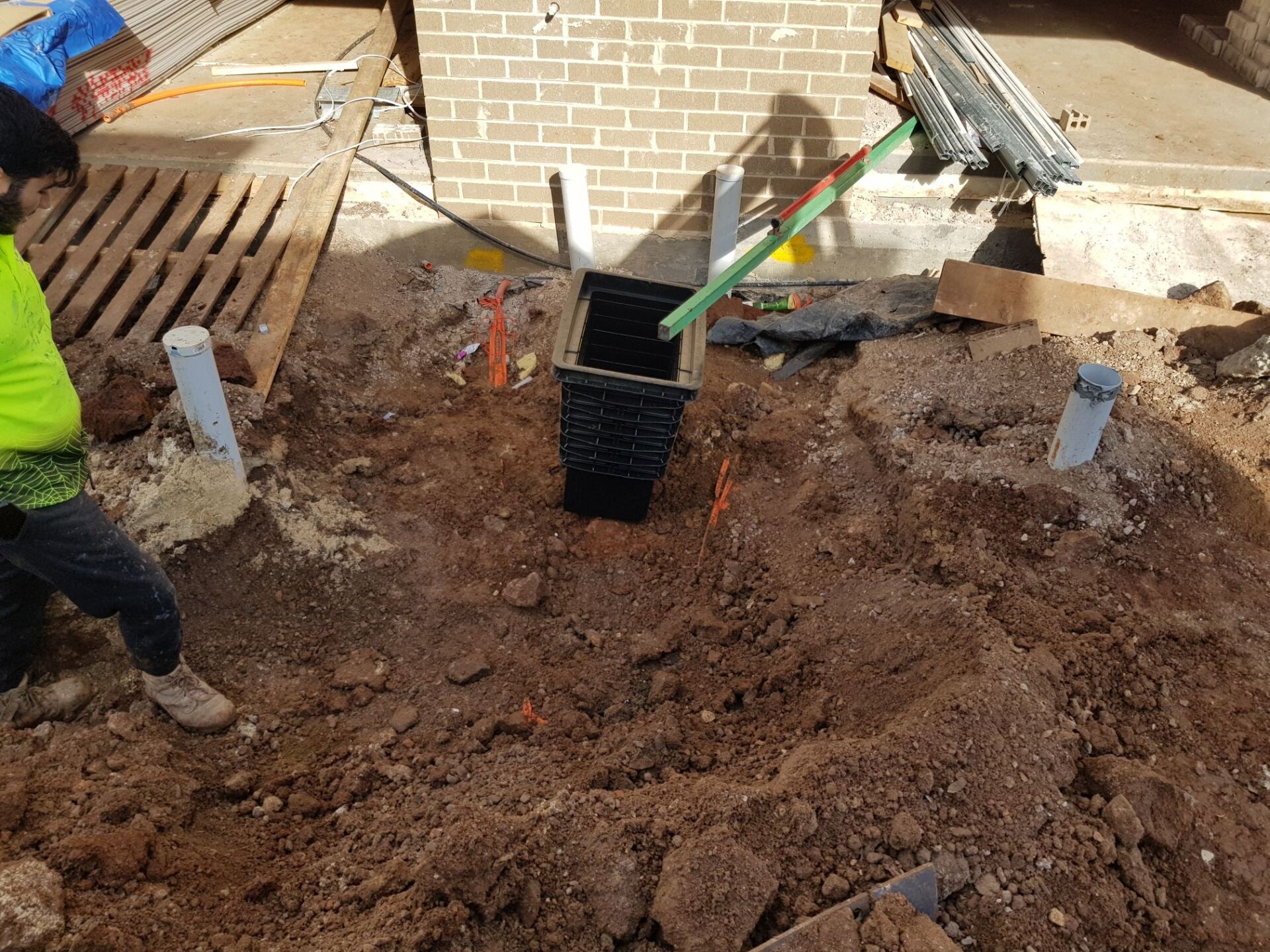 NBN Telecommunication pit being positioned.