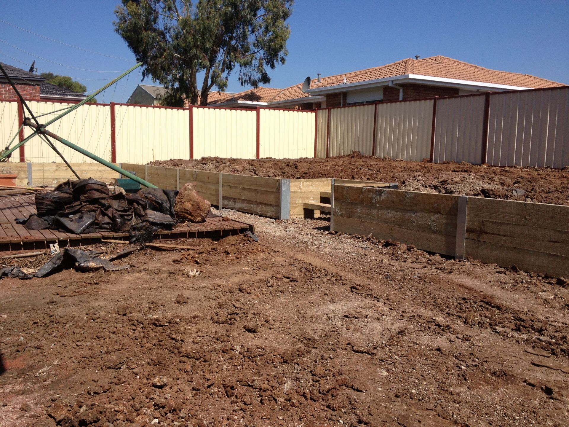 Timber Retaining Wall with Stairs