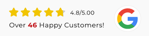 4.  8/5. 00 stars rating with 46+ happy customers, with Google logo.