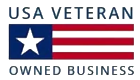 USA Veteran Owned Business logo: American flag with text.