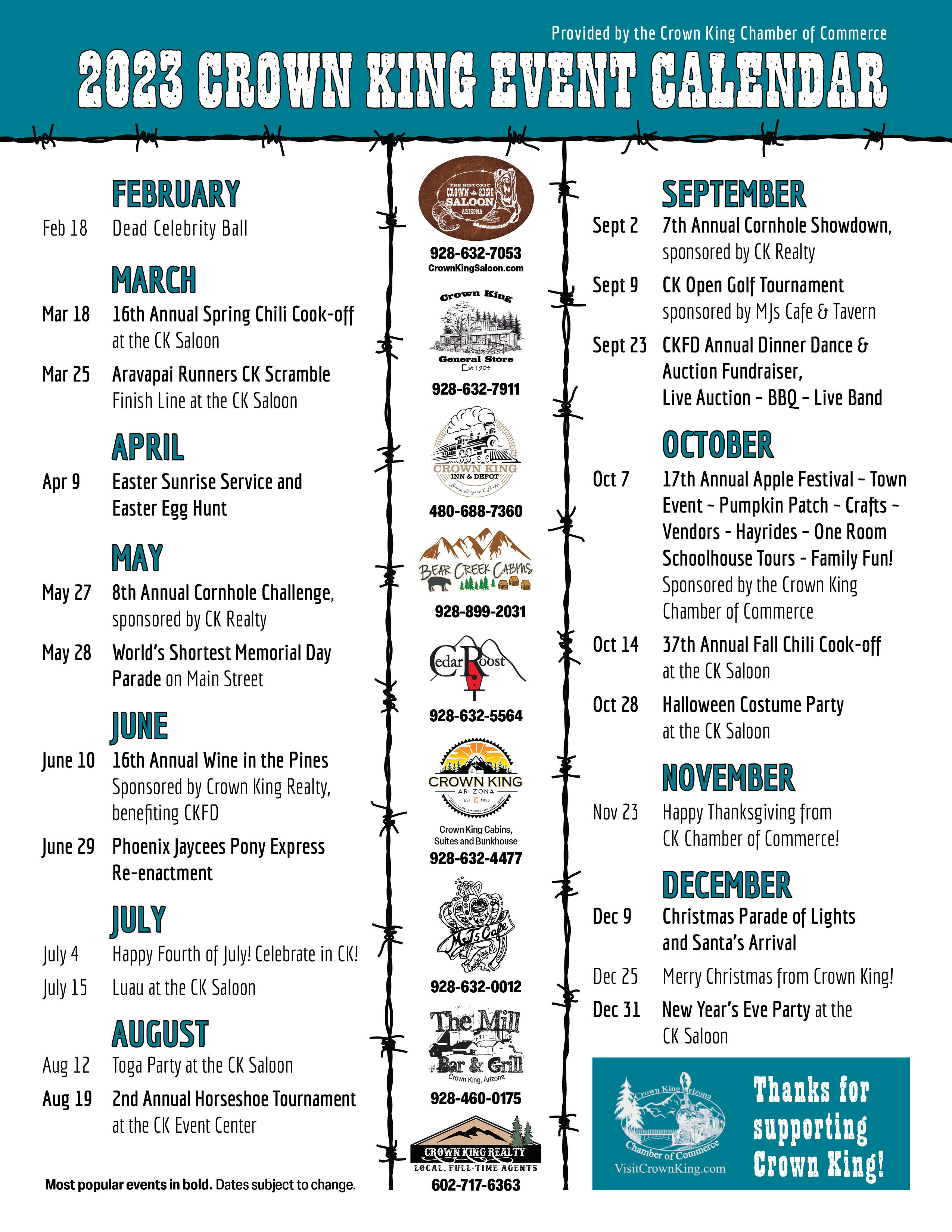 Special Events - Crown King, AZ - Bear Creek Cabins